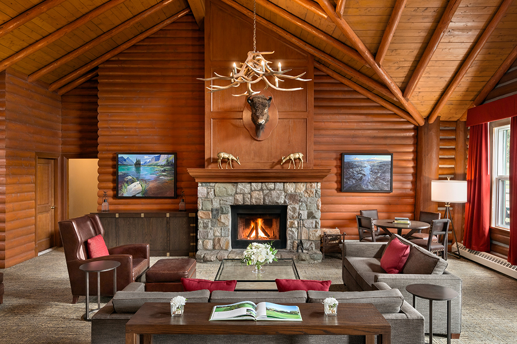 Private Fireplace and Living Room in Milligan Signature Cabin. Jasper Inspiration Guide