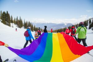 Jasper Pride & Ski Festival attendees at Marmot Basin