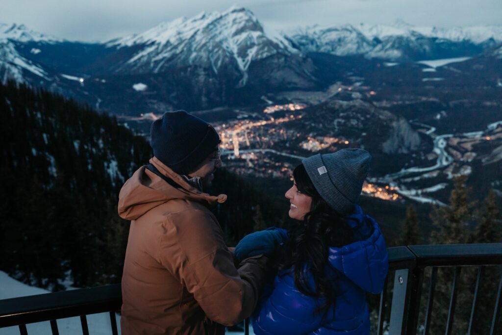 Couple at the top of Sulphure Mountain, Banff Gondola Romantic Experience