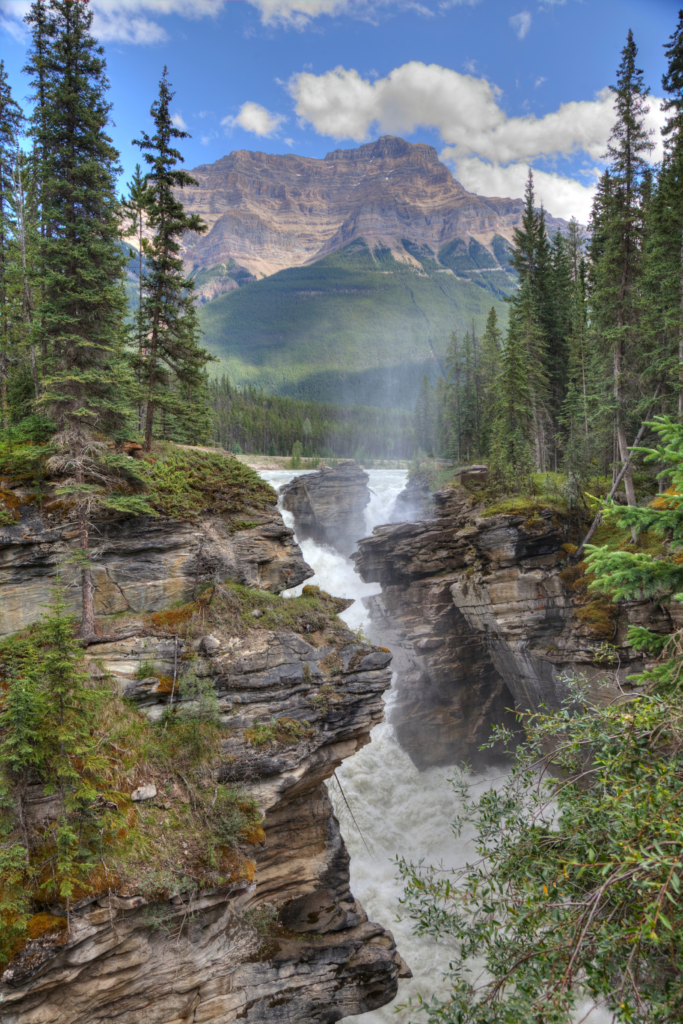 Athabasca Falls in Jasper in Summer