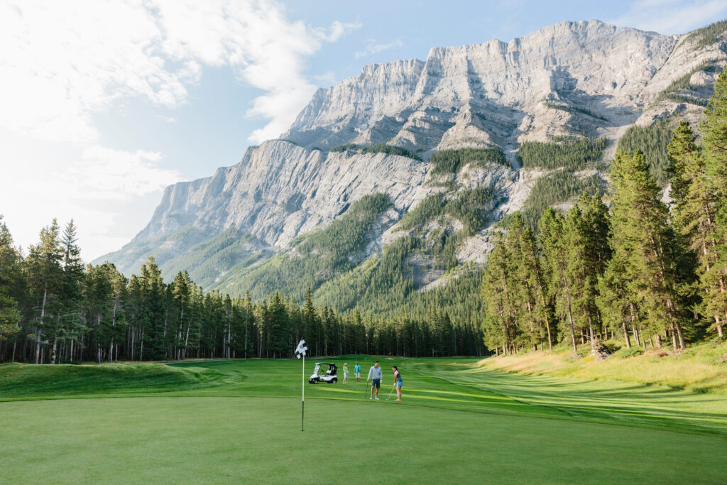 View of Rundle Mountain from the Fairmont Banff Springs Golf Course