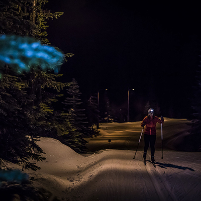Evening cross country skiing, Whistler, BC