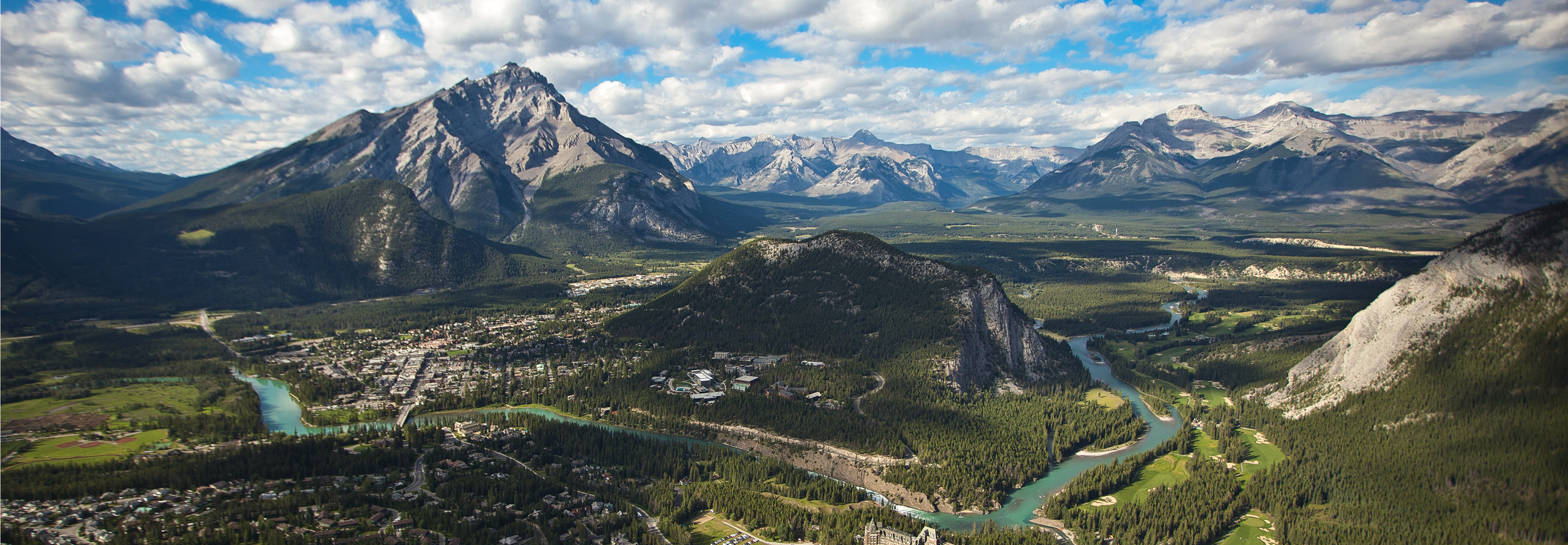 View of Banff from the top of a mountain