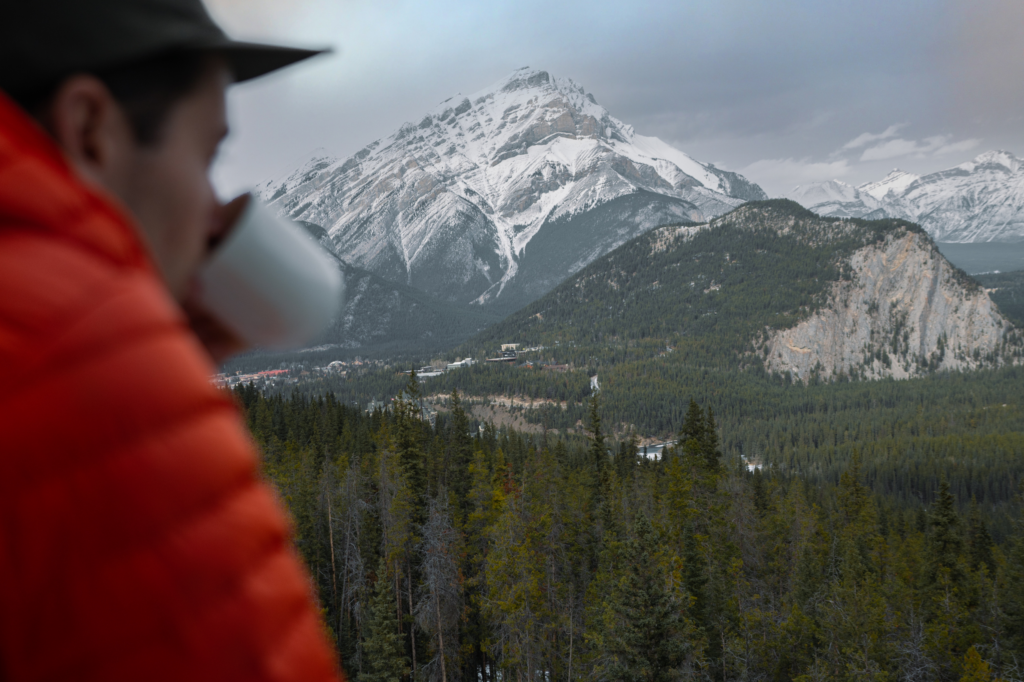 Man overlooks Banff National Park